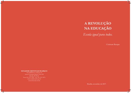 Capa de A revolução na educação: escola igual para todos
