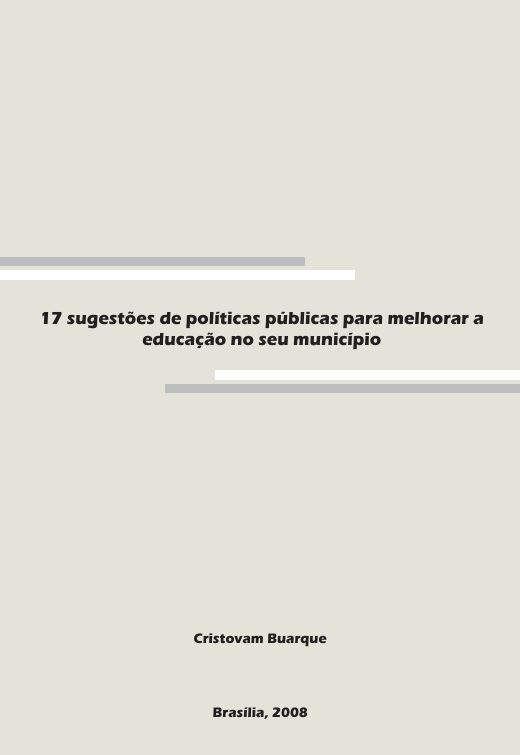 Capa de 17 sugestões de políticas públicas para melhorar a educação no seu município
