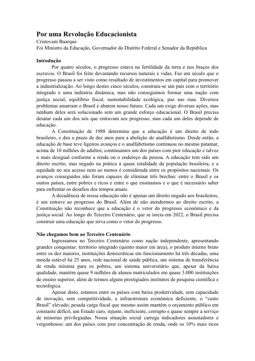 Capa de Por uma Revolução Educacionista